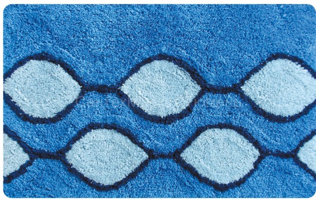 Коврик для ванной Iddis "Curved Lines Blue", цвет: синий, 50 х 80 см