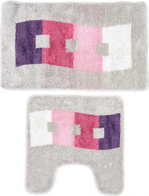 Комплект ковриков для ванной Milardo "Curvy Esplanade", цвет: серый, 2 шт
