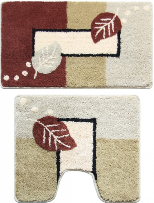 Набор ковриков для ванной комнаты, 50х80 + 50х50 см, полиэстер-акрил, Late Autumn, Milardo, 340PA68M13
