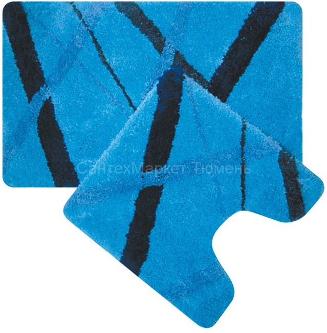 Набор ковриков для ванной Iddis "Blue Rain", цвет: синий, 50 х 80 см, 50 х 50 см, 2 шт