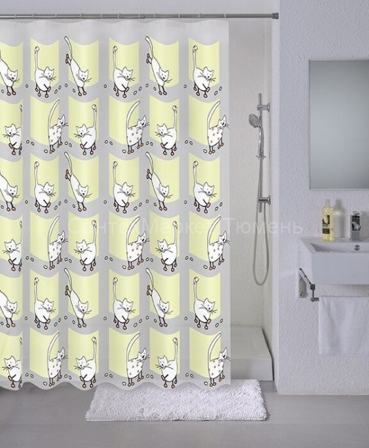 Штора для ванной комнаты, 180*180 см, PEVA, Cozy cats, 528V180M11, Milardo